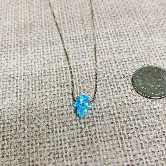 Sterling Silver Opal Hamsa Necklace - Picture 2 of 3